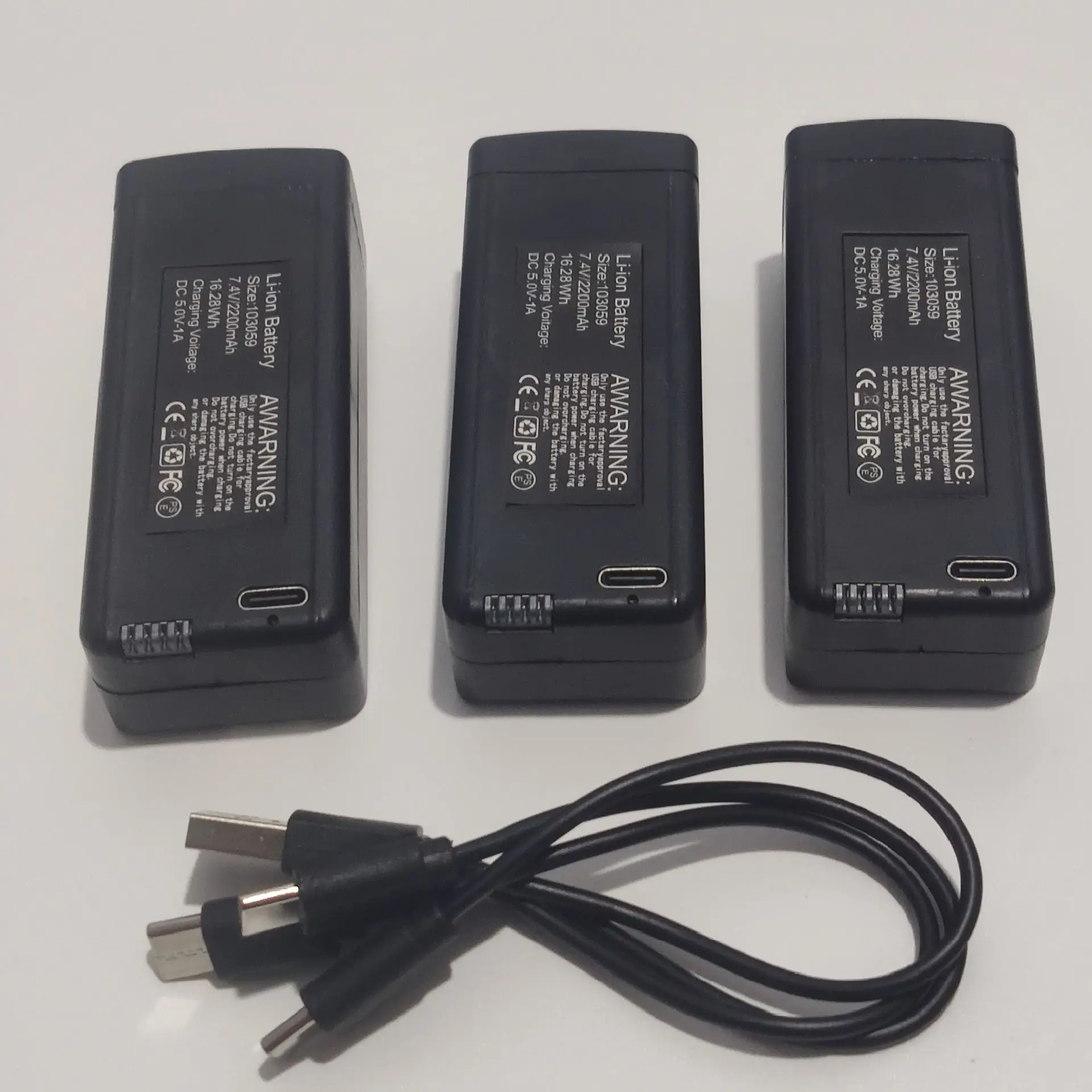 Original S159 GPS Drone 7.4V 2200mAh Lithium Battery 3PCS + 3in1 USB Charging Wire