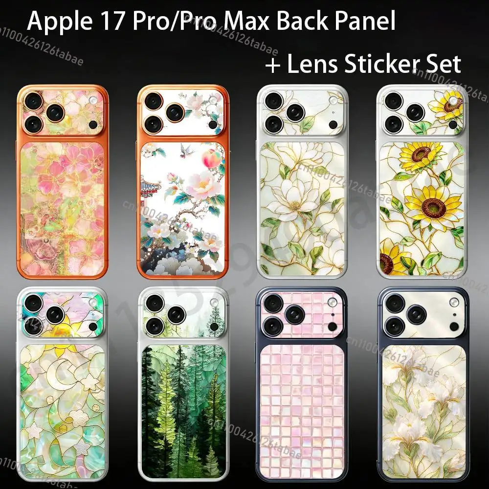 

BLING Colorful grid flower pattern For iPhone 17pro/proMax Full body Back Cover Decal Skin Colorful Rear Protective Sticker Film