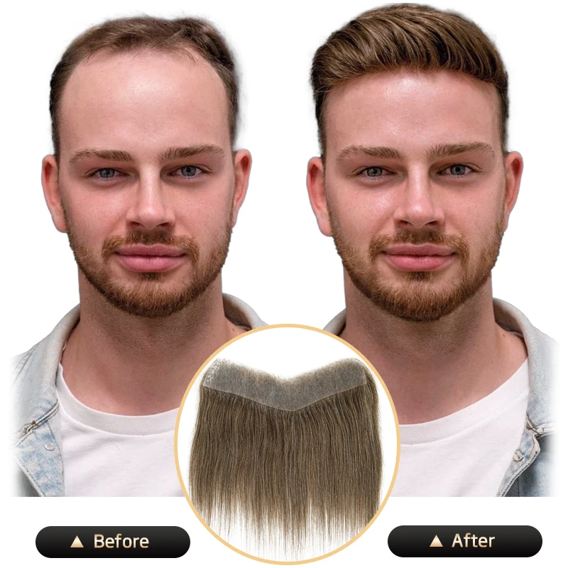 Multiple Colors 100% Human Hair 6inch Men PU Skin V Loop Front Toupee Hairline Wigs Remy Hair Replacement System Invisible Wigs