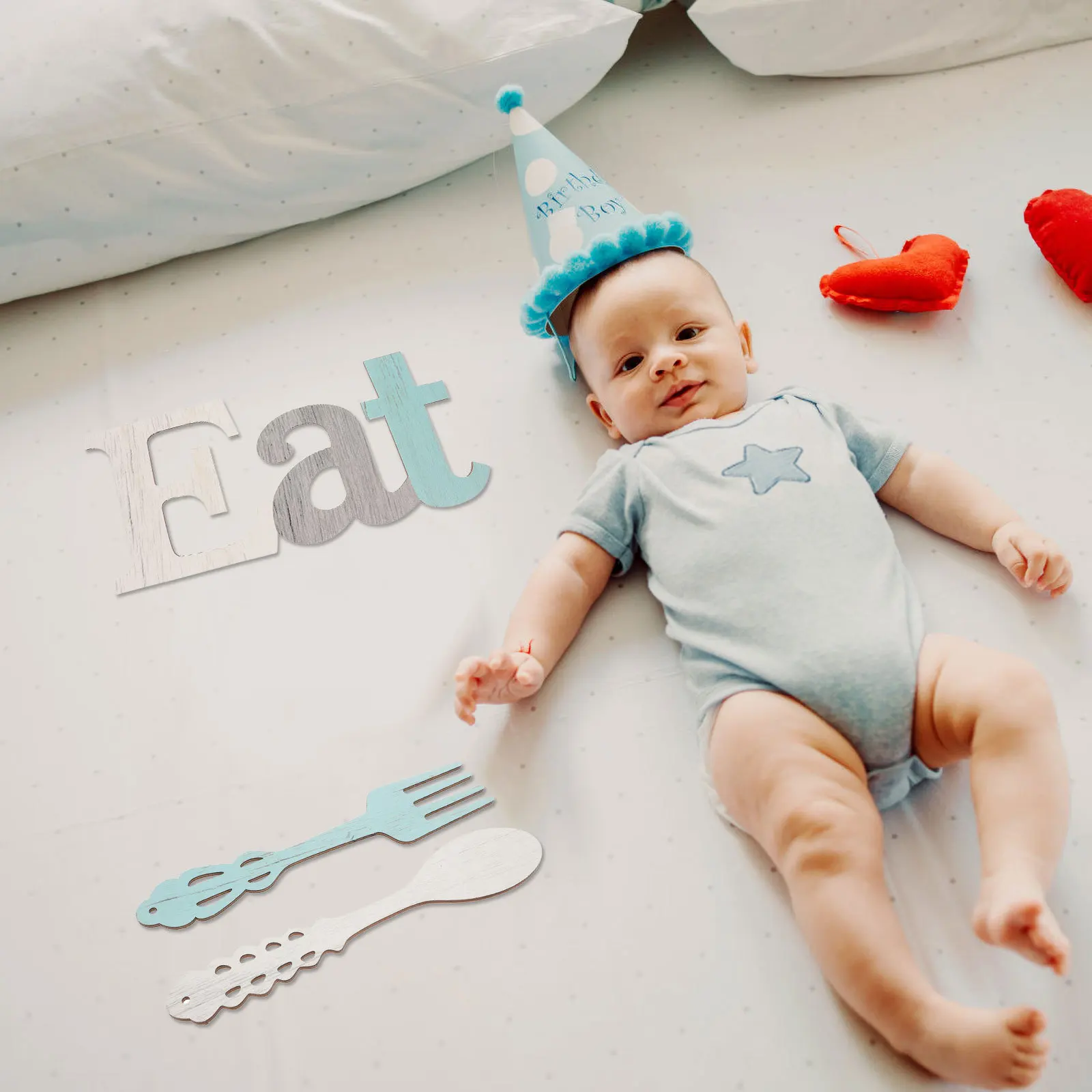 3Pcs Kitchen Theme Decor Set Wooden Eat Sign with Fork Spoon Wall Hanging Rustic Design for Dining Room Hotel Apartment Pantry