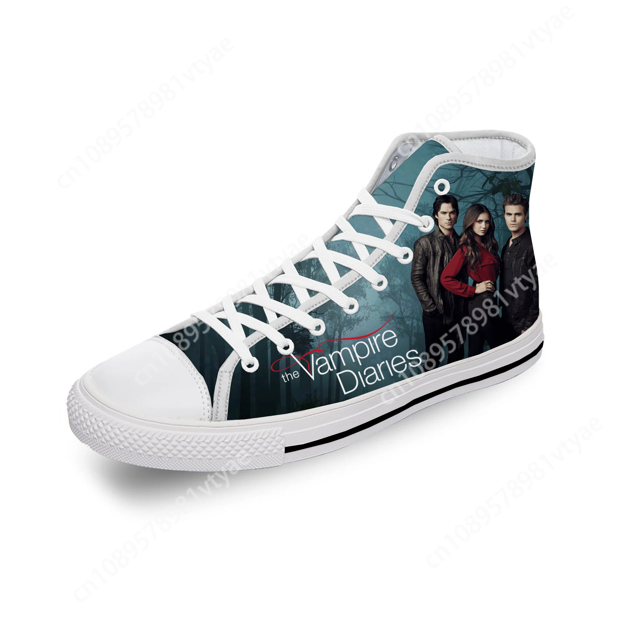 

The Vampire Diaries High Top Sneakers Mens Womens Teenager Casual Shoes Canvas Running Shoes 3D Print Lightweight shoe White