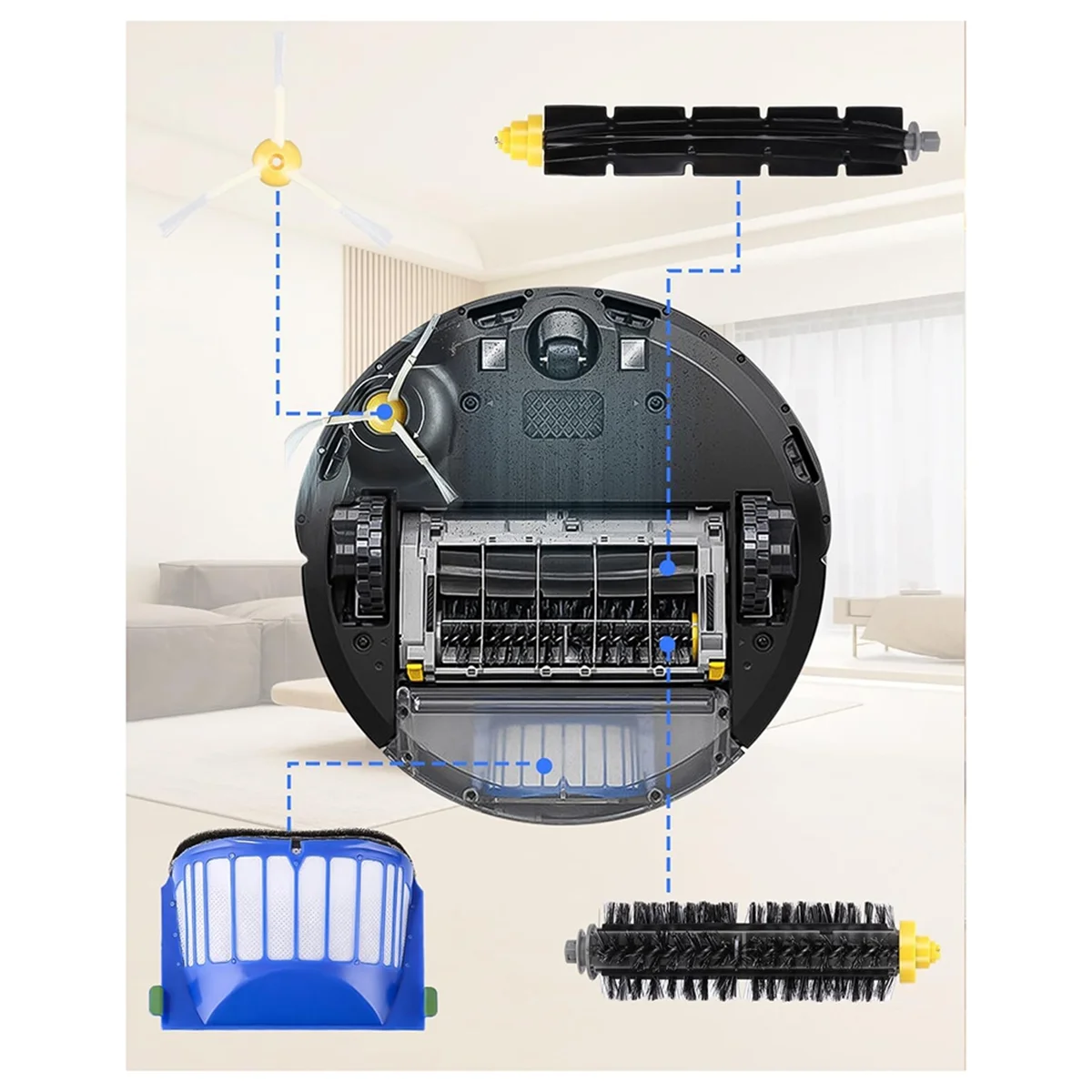 FNJK-فرش بديلة لسلسلة IRobot Roomba 600 605 606 610 615 616 620 621 625 630، مجموعة ملحقات الفرشاة، الفلتر