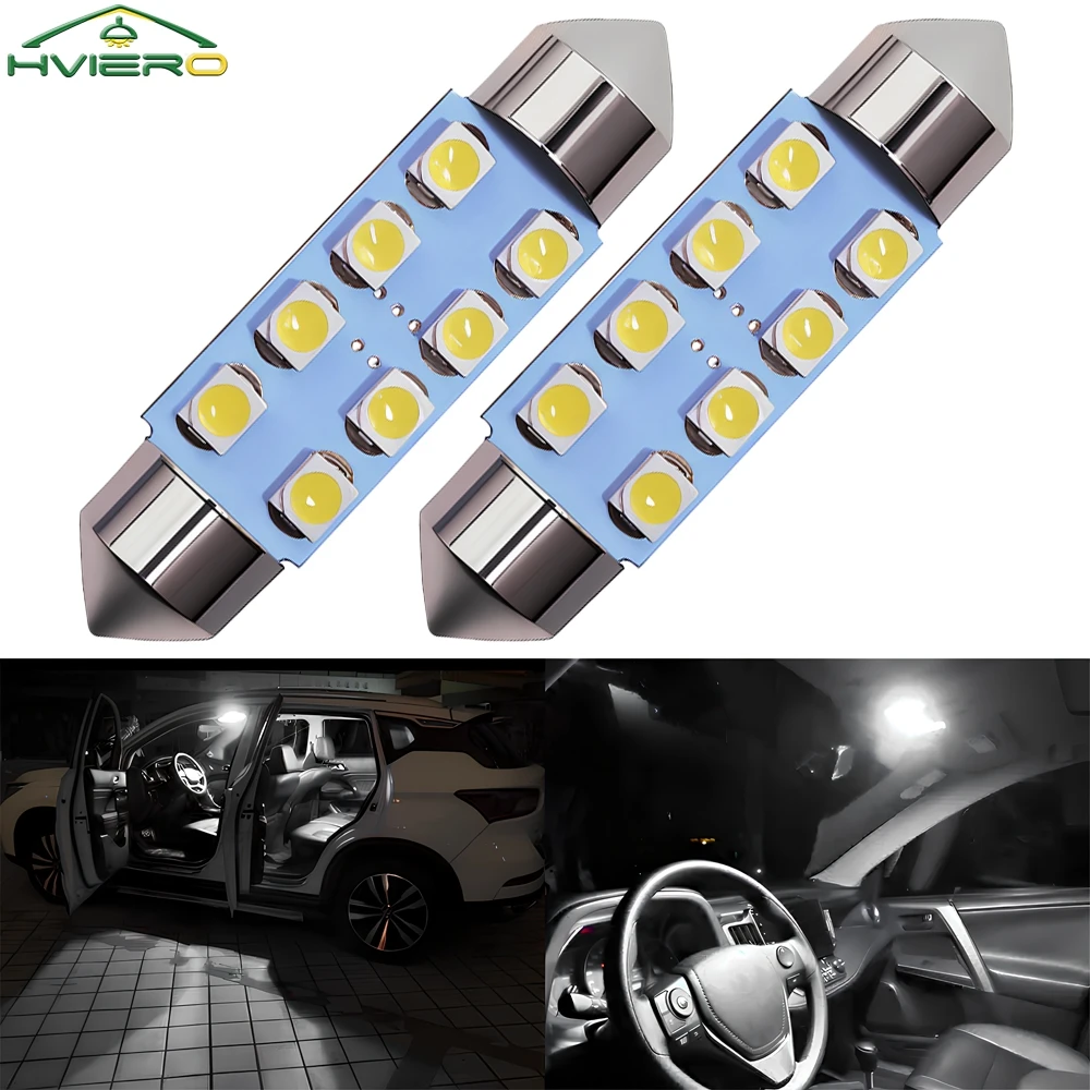 

2Pcs Interior Reading Light T10 31mm 39mm 41mm DC12V White 3528 8SMD LED Top Door Dome Light Reading Lights Interior Lighting