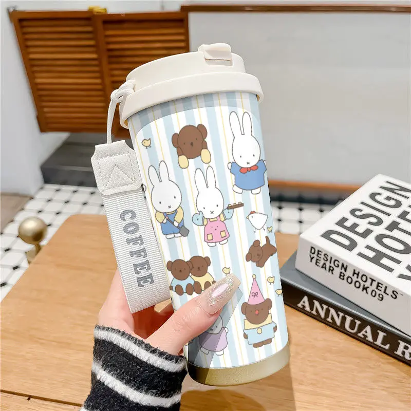 زجاجة مياه من الفولاذ المقاوم للصدأ معزولة عالية الجودة مع صنبور شرب مزدوج بسعة كبيرة كوب سيارة محمول بسيط #1