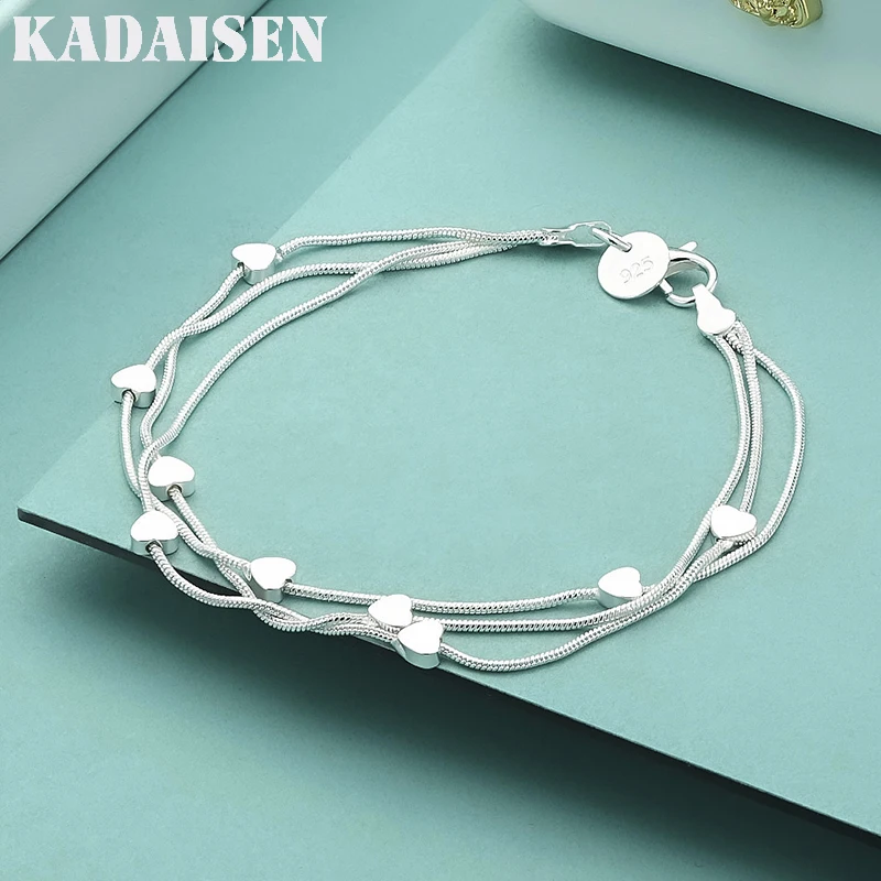 925 Sterling Silver Three Snake Chain Love Bracelet For Woman Wedding Party Fashion Charm Jewelry