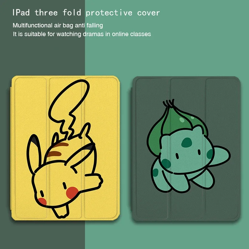 Pikachu Case Ipad 10th Generation 10.9inch Cartoon Bulbasaur Case 10.2inch 9/7/8th 11inch Pro 18 20 22 Mini 5 Air 3 Tablets Case