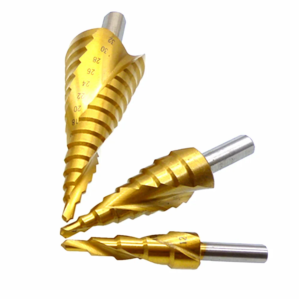 

3pc Step Drill Bit 4-32mm 4-20mm 4-12mm Cone Drill Hole Cutter Bit Set for Metal Wood Aluminum Alloy Insulation Boards Drilling