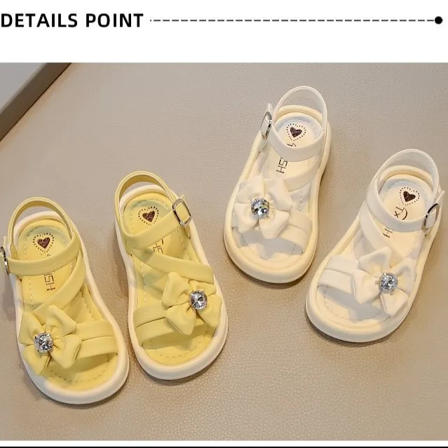 

Пляжная обувь для девочек, однотонные универсальные детские сандалии с милыми цветами, новинка лета 2021, детская обувь принцессы с открытым носком, мягкая подошва