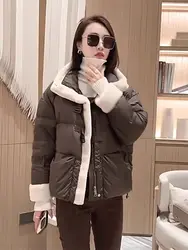 Luxury Women Down Cotton Coat for Winter 2024 Stand Collar Puffer Jacket Thick Warm Female Feather Parkas Snow Outerwear