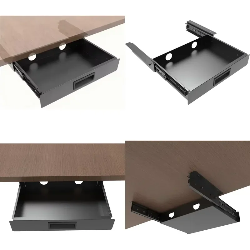 Concealed Under-Desk Storage Drawer - Thickened Steel Slide-Out Drawer for Desk/Standing Desk