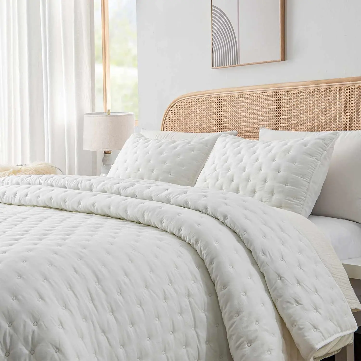 طقم لحاف كوين مكون من 3 قطع - طقم مفرش سرير ناعم ودافئ بالموجات فوق الصوتية (90 × 90 بوصة) مع 2 وسادة شام (20 × #5