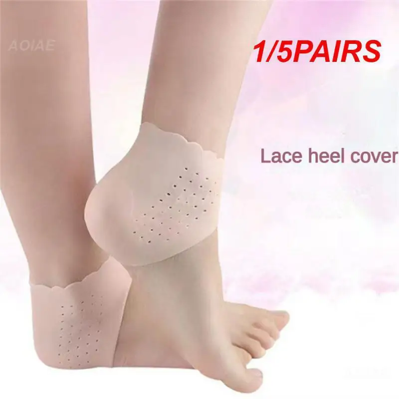 1/5PAIRS Lace Heel Covers Anti-crack Lace Easy To Clean Multiple Holes For Ventilation Foot Care Tools Heel Cover