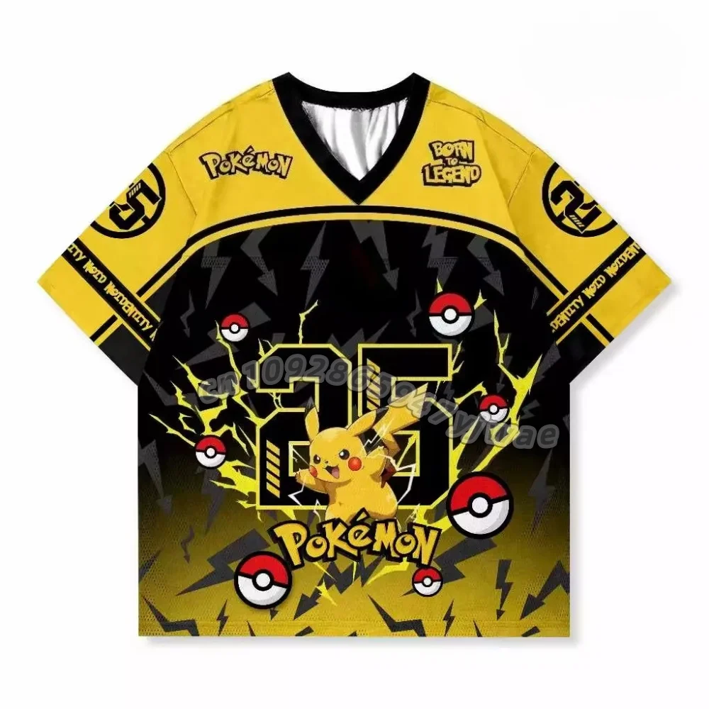2026 Herren Anime Pokémon Pikachu Print Fußballtrikots Cartoon Kurzarm Sport T-Shirt Cosplay Tops Kinder Damen Herren T-Shirt – Detail 12