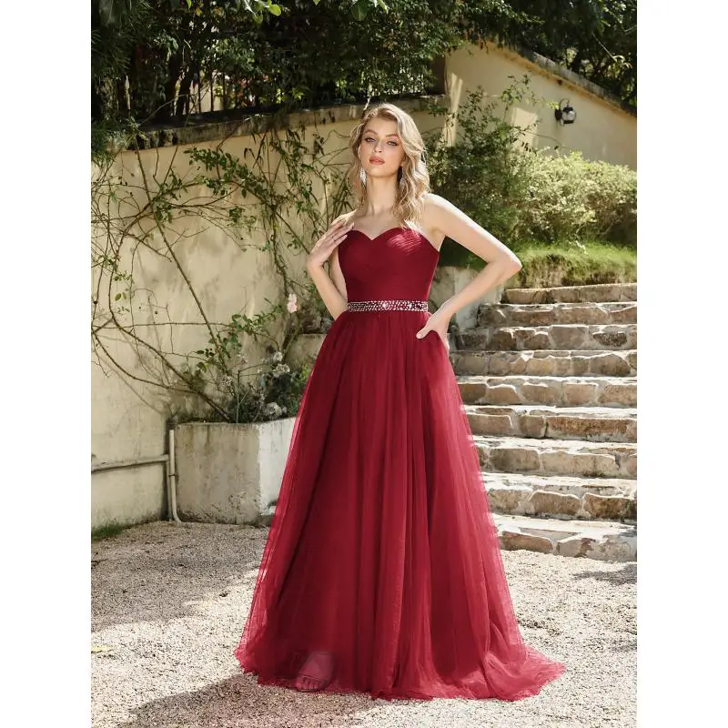 

BABYONLINE Sexy Tube Top Evening Dress Strapless Sweetheart Neck Lace-up Backless Wedding Dresses A-Line Empire Train Gowns 2026