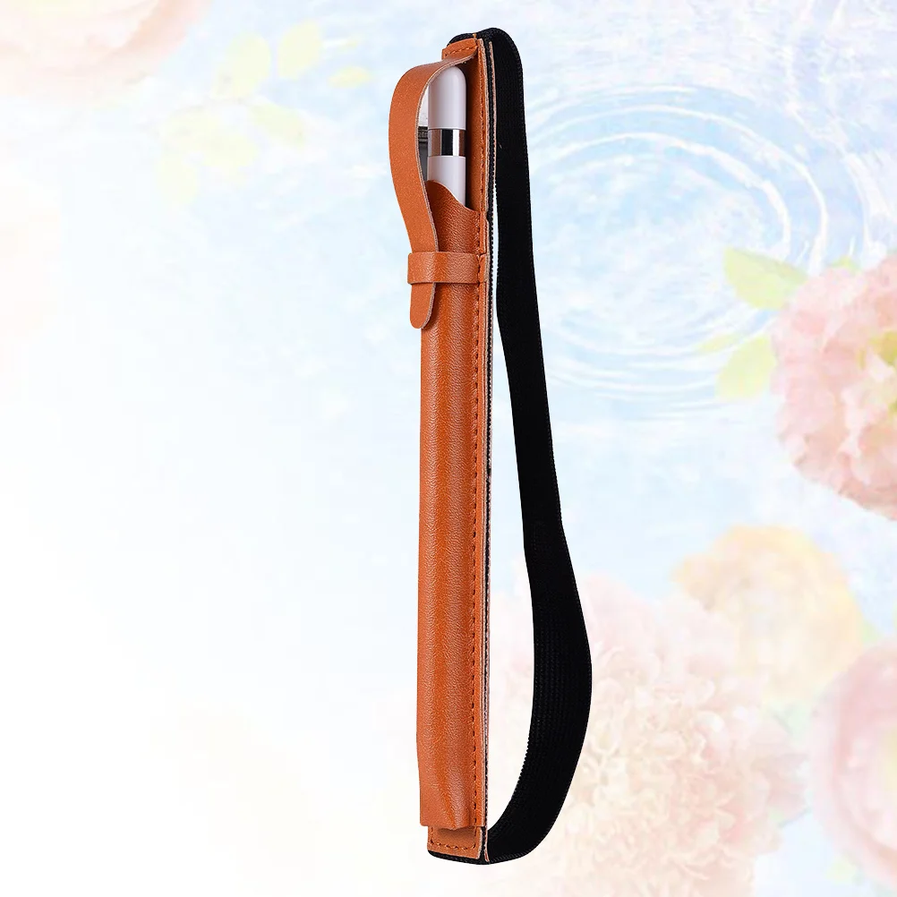 

Light Brown PU Stylus Pen Cover Protective Case Holder Travel Clip Scratch Proof Pencil Sleeve for Pencil