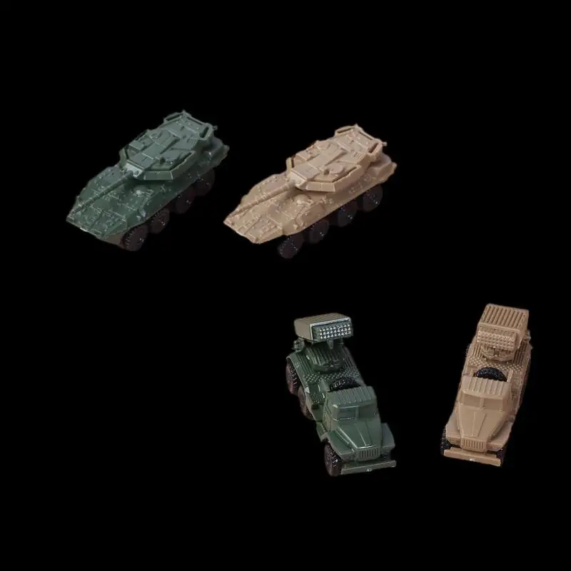 Ensemble de modèles militaires à l'échelle 1/144 - 4 pièces - Fusée à grêle soviétique BM21 coulissante, char italien Centaur B1, bille d'acier 4D