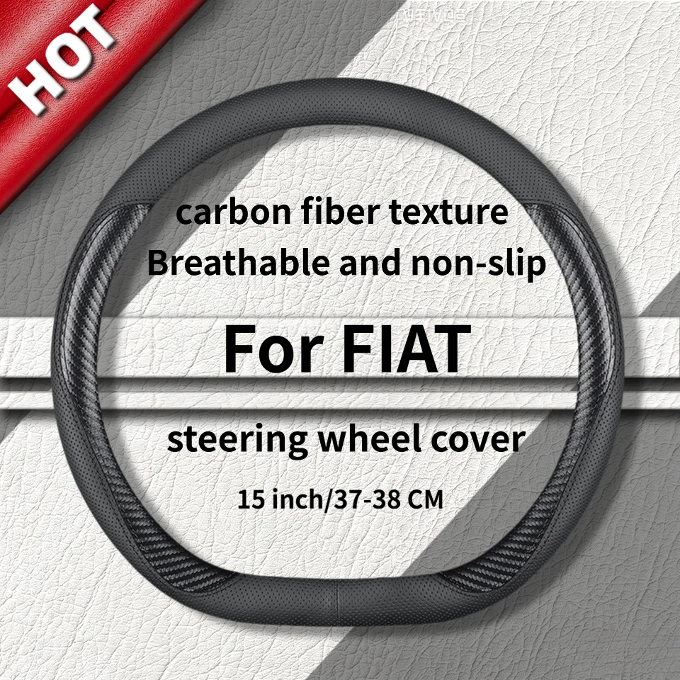 Fit 14.5-15in Anti-Slip Sweat-Absorbent F Steering Wheel Cover for Fiat Toro Tipo Ducato Scudo Talento Freemont Auto Decor