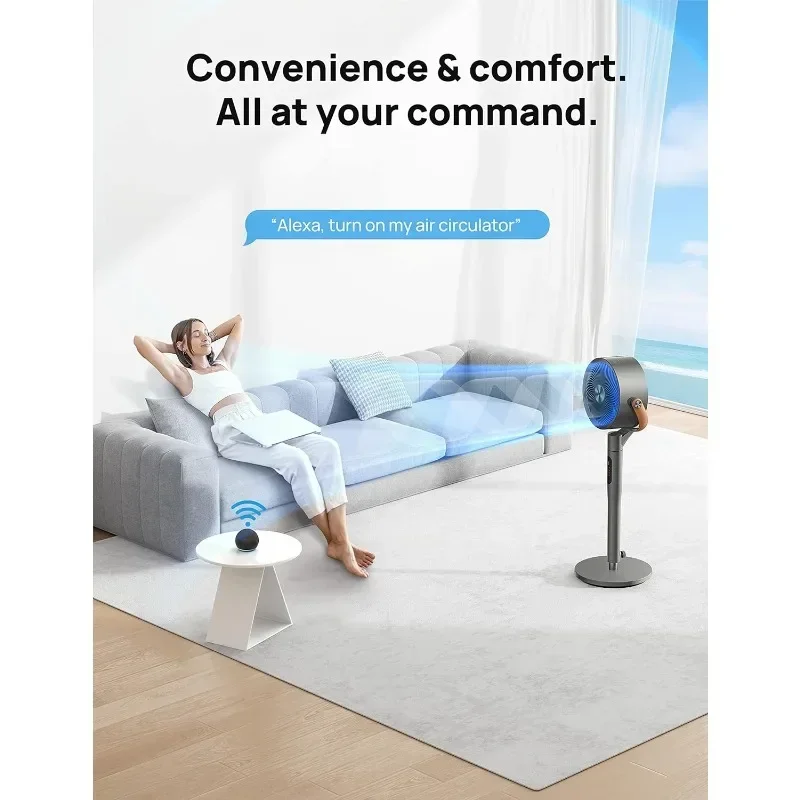 Dreo-ventilador de Pedestal con control remoto, ventilador de pie silencioso de 43 pulgadas para el hogar, dormitorio, 513 ° + 120 °, ventiladores de piso oscilantes inteligentes, 105 S