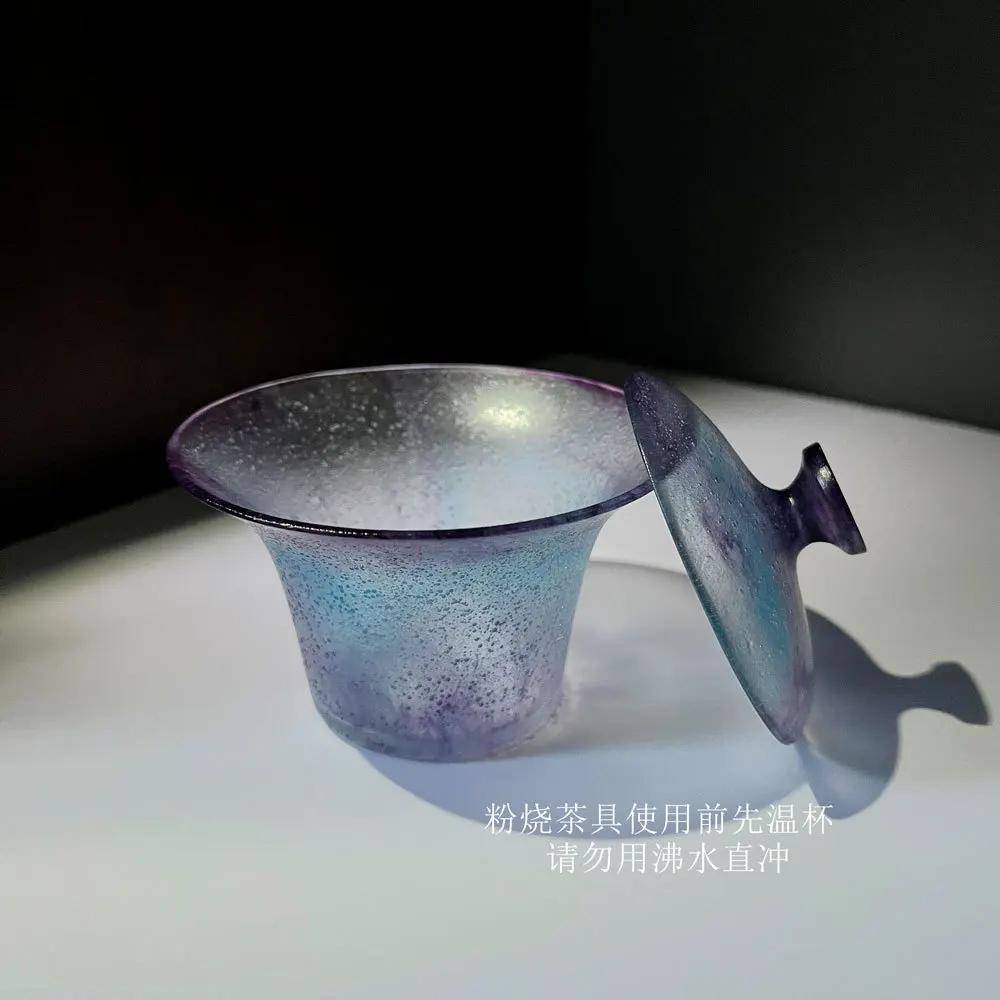 tea set cover bowl master cup powder-fired teacup ink-colored far-reaching set of glazed teacups