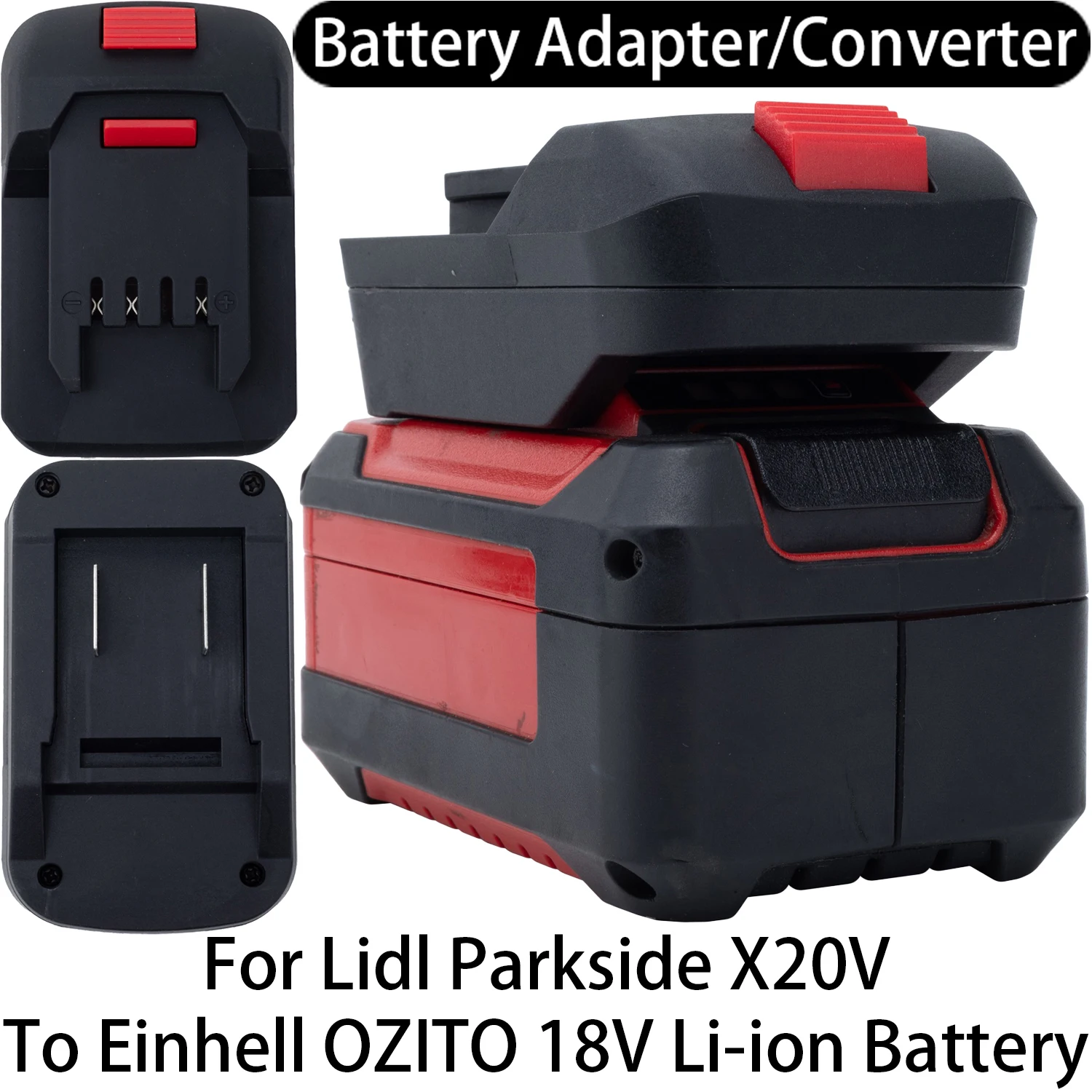 Adapter Converter For Lidl Parkside X20V Li-Ion Tool To Einhell OZITO 18V Li-Ion Battery Adapter Converter Power Tool Accessory