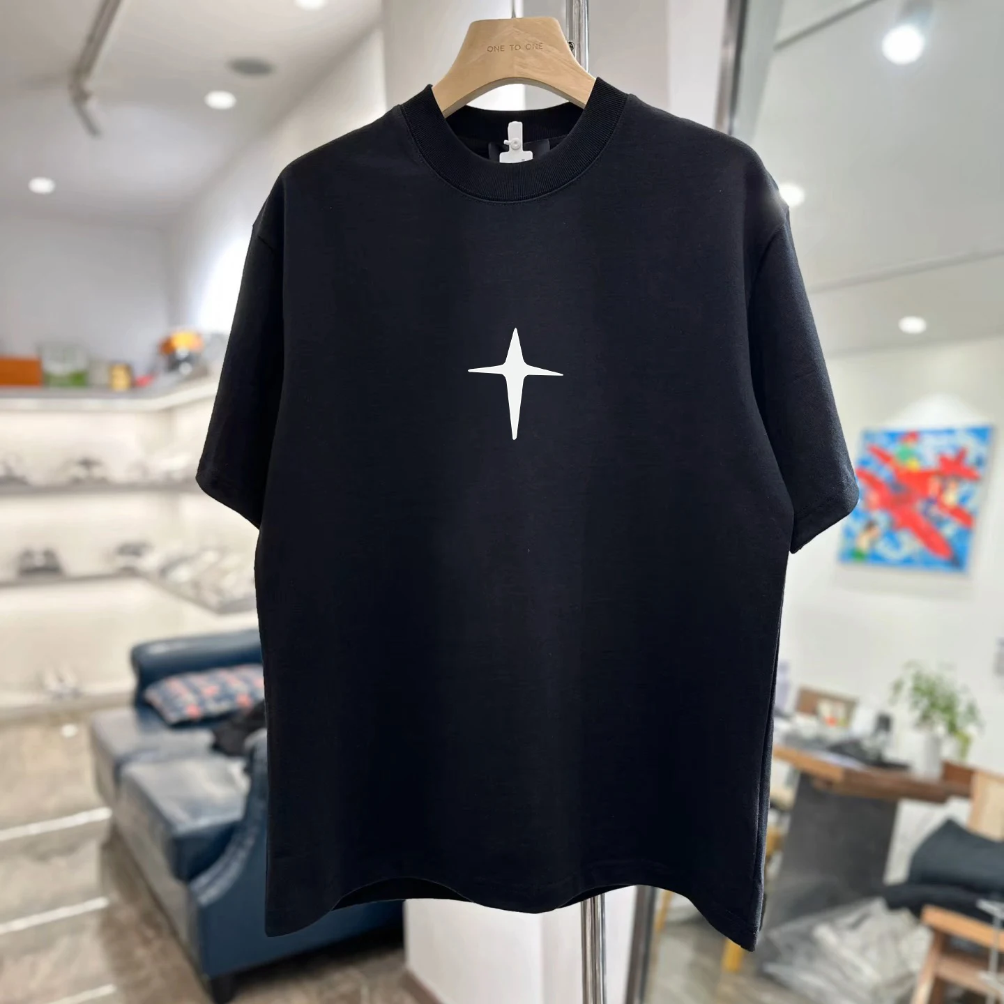 

Летняя женская одежда с камнем, американская футболка большого размера в стиле ретро, тяжелая свободная черная футболка большого размера с короткими рукавами, модный топ