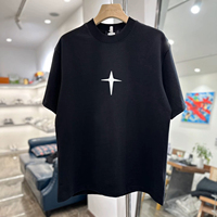 Stone Summer Women's Clothing American Large Size Retro Heavy Loose Large Size Black Ruffian Short-sleeved T-shirt Trendy Top