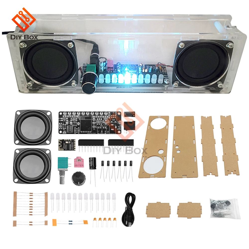 DIY 5W PAM8406 Speaker Amplifier Module Kit DC5V Dual Channel Stereo Sound Cord Bluetooth-compatible Level Indicator Light