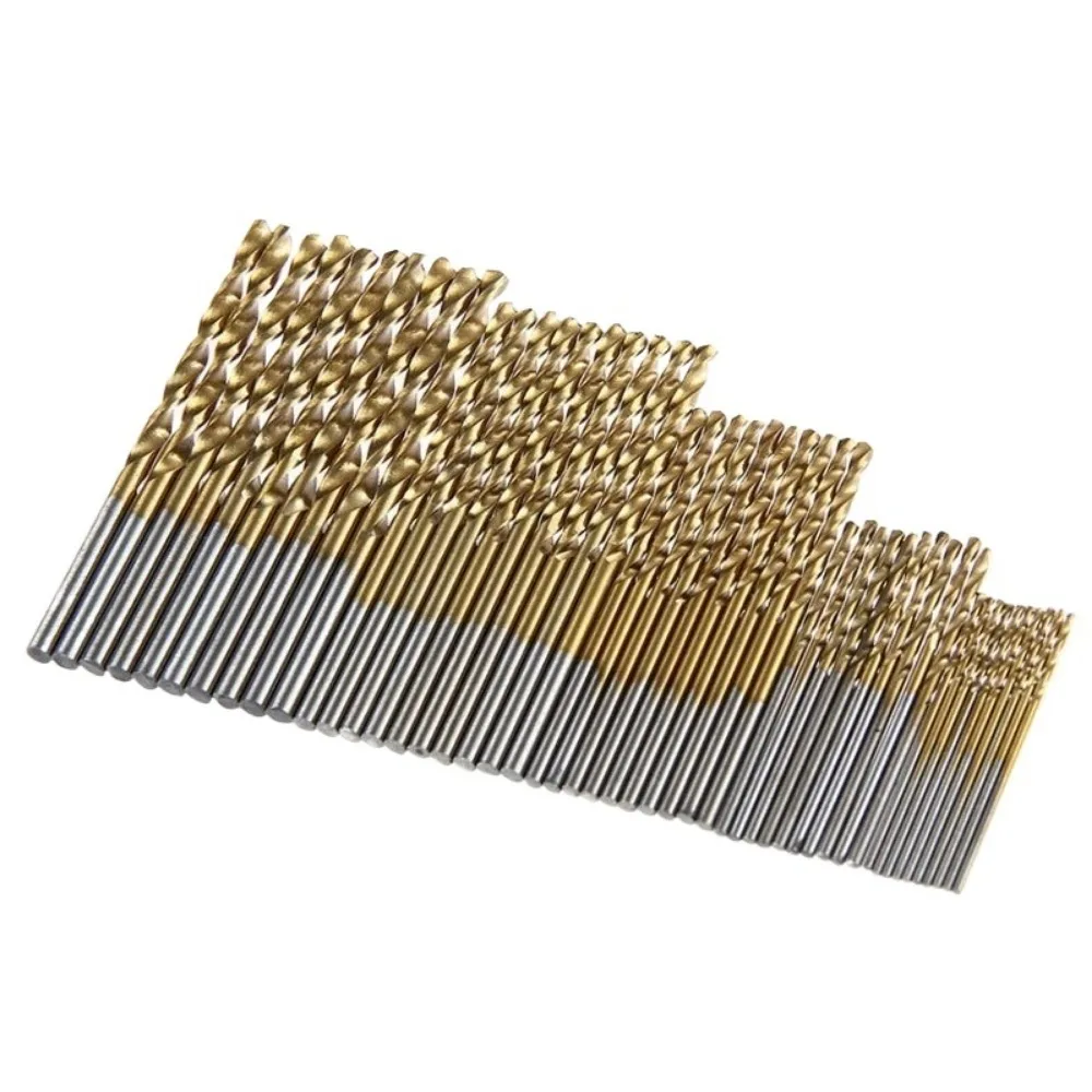 

50pcs High Speed Steel Titanium-plated Mini Twist Drill BitSet,Handheld Electric Drill Accessories, StraightShank Drill Bit Set