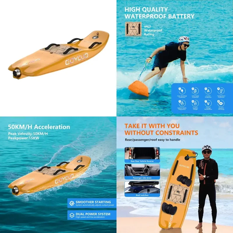 Electric Carbon Fiber Jet Surfboard Adjustable Speed 65KM/H New Seaside Outdoor Sports Water Surf Fin Accessory Ocean Waters