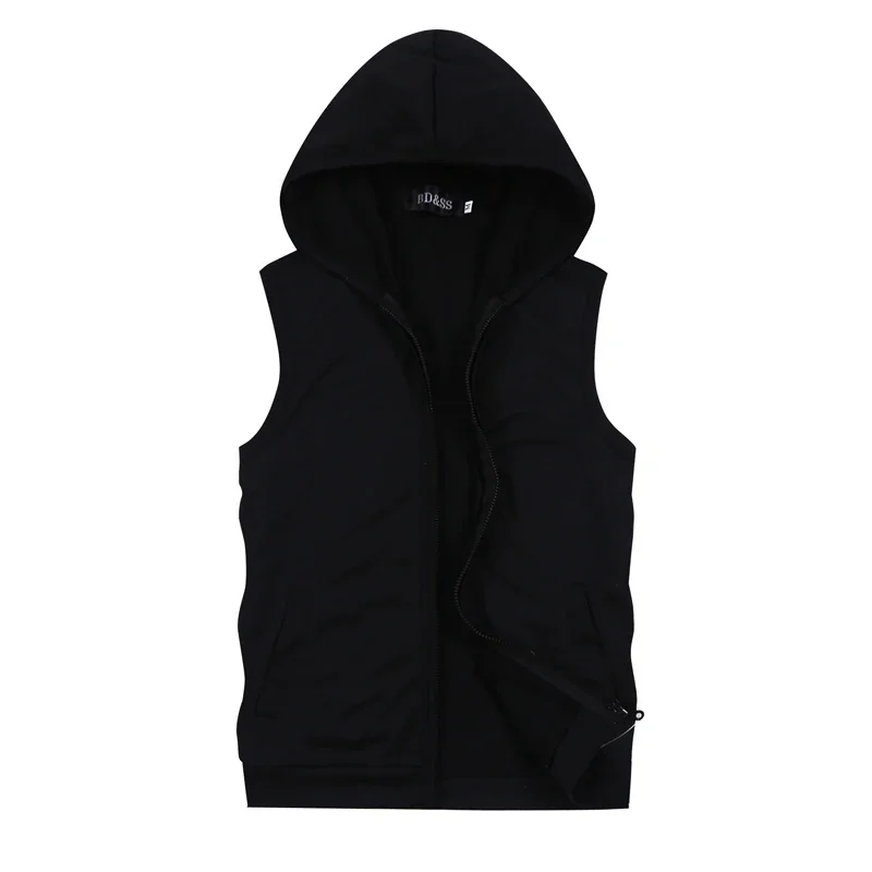 Summer Mens Hoodie Coat Vest Fashion Couple Sleeveless T-shirt sports solid color vest Waistcoat Casual Hood Jacket for Men 5xl