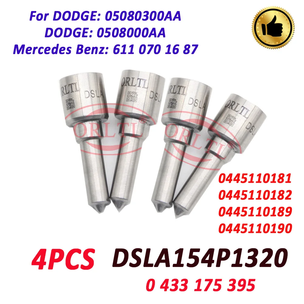 

DSLA154P1320 Injector 0445110189 0445110190 0986435055 Common Rail Nozzle Spray 0 433 175 395 Repair Kits 4 Pieces 0445110181