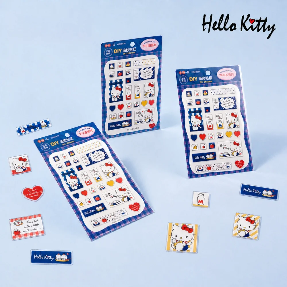 Genuine Sanrio Hello Kitty Sticker Sheet Crystal Embossed Decals Stickers for Journal Planner Notebook Scrapbooking Phone Case