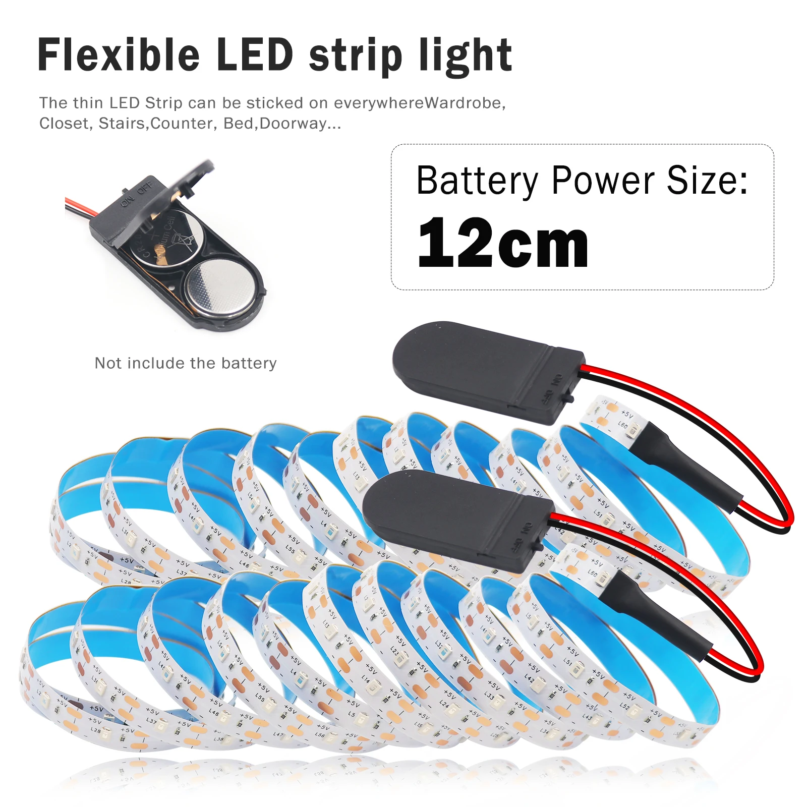 Button Battery Power Led Strip Light SMD2835 1M 2M Flexible Lighting Ribbon Tape White/Red/Blue/Green Strip Cabinet Backlight