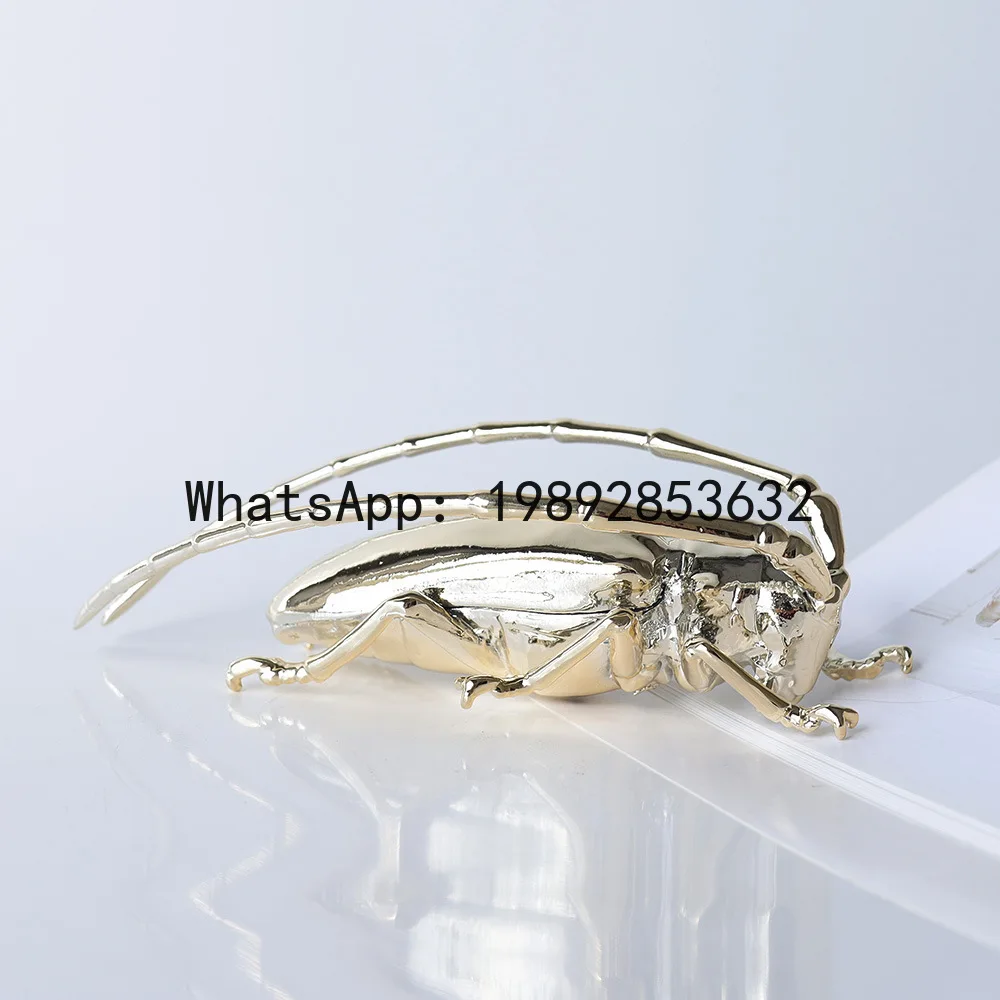 

Metal Handicraft Artificial Animal Sculpture Silvery Insect Dragonfly Beetle Metal Figurine Home Decoration Accessories