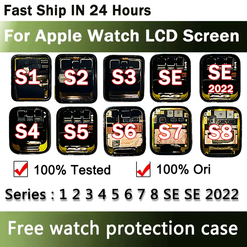 Wyświetlacz OLED do Apple Watch Series 1 2 3 4 5 6 SE 7, ekran dotykowy LCD, digitizer, zamiennik do iWatch, 38/42/40/44/41/45mm