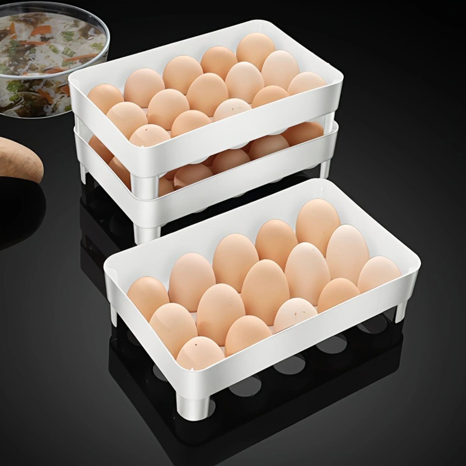 Stackable Egg  Rack - Modern Pet Plastic, Holds 15 Eggs, Perfect For  Organization & Freshness