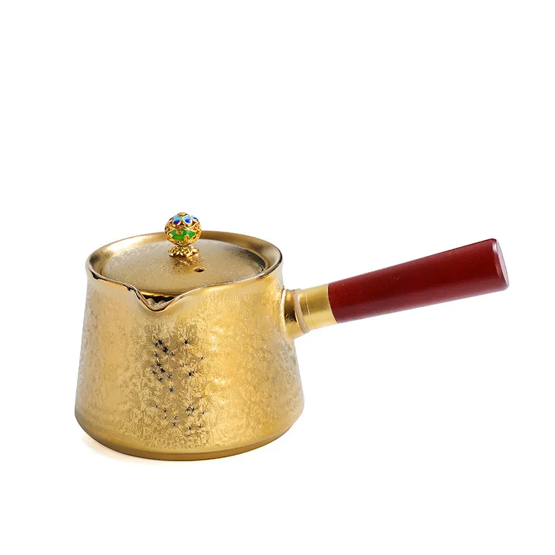 All-gold ceramic household retro simple kung fu tea set Tianmu teacup teacup teapot office teapot
