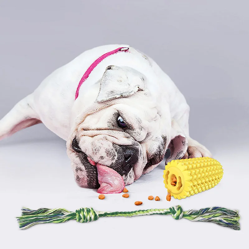 Dog Chew Toys Pet Squeak Maize Interactive Toy for Medium Large Dogs Bite-Resistant Teeth Cleaning Toothbrush