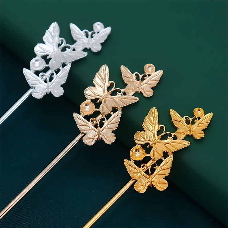 10 قطعة 49*26 مللي متر فراشة الشعر العصي قاعدة سبائك معدنية دبوس الشعر إعدادات DIY بها بنفسك Hairwear صنع المجوهرات اكسسوارات