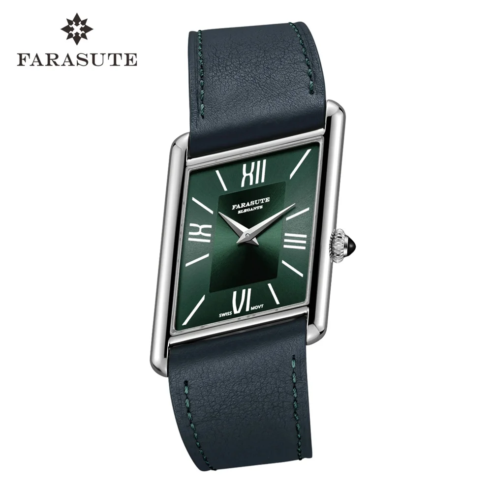 

FARASUTE Luxury Square Sports Men's Watch Swiss Movement Waterproof Sapphire Glass Stainless Steel Quartz Wristwatch Male Reloj