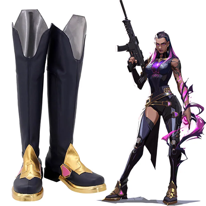 

Reyna Cosplay Shoes Game Valorant Role Play Performance Long Boots For Women Girls