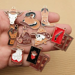 10pcs Cowboy Charm for Jewelry Making Necklace Earring Keychain Phone Bracelet Pendant Diy Accessories Alloy Metal Gold Plated