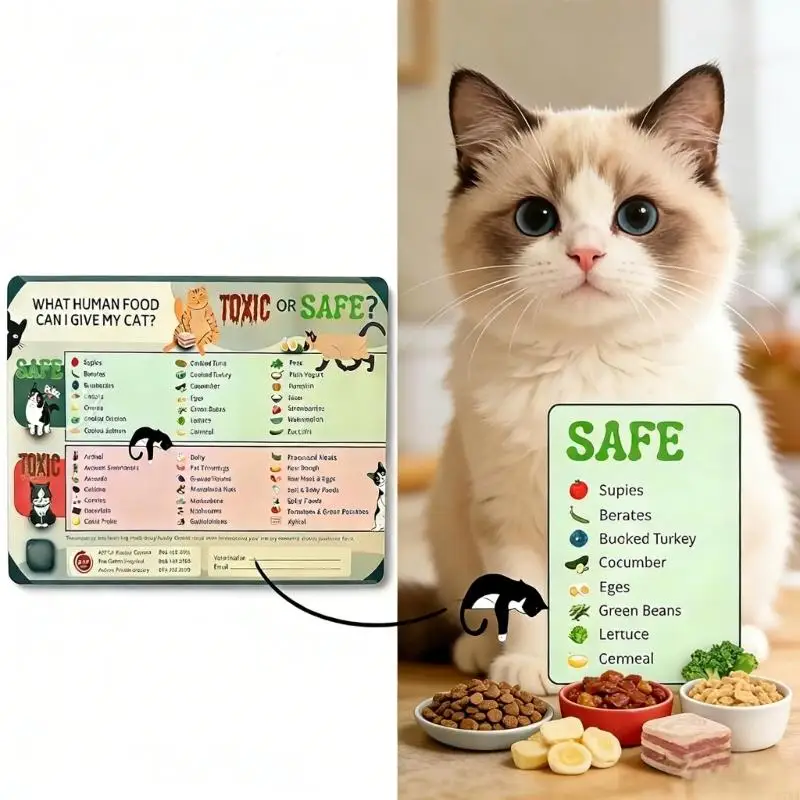 Pet Safety Chart Guide Refrigerator Magnets for Home Office Decors Safe and Toxic Foods for Cats Dog Fridge Magnets 87HA