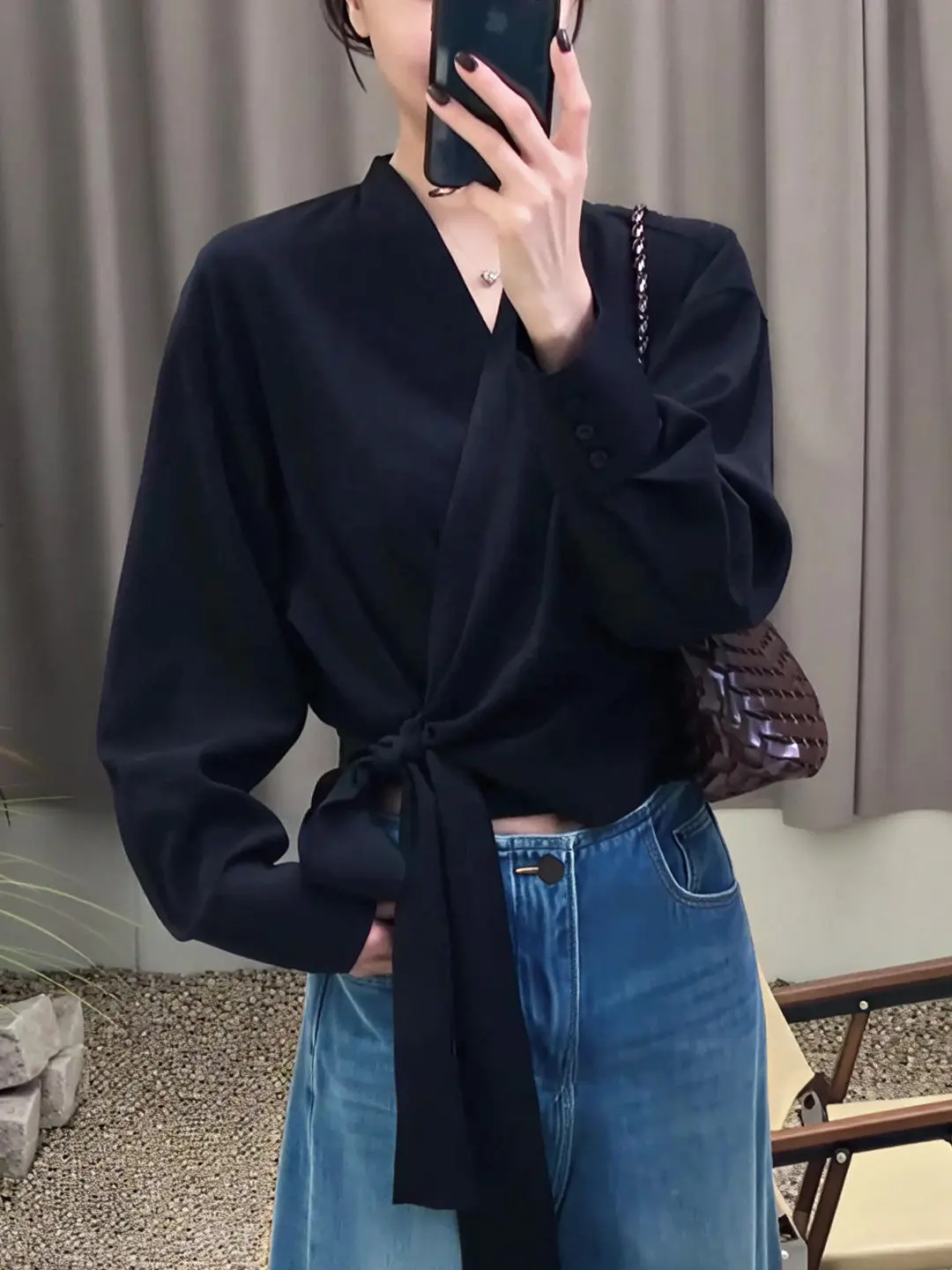 

plus Size Women's irt Design Sense Tie Waist Spring 2026 New Sle Cute Fat Mm Slimming Unique Beautiful Top Korean Sle