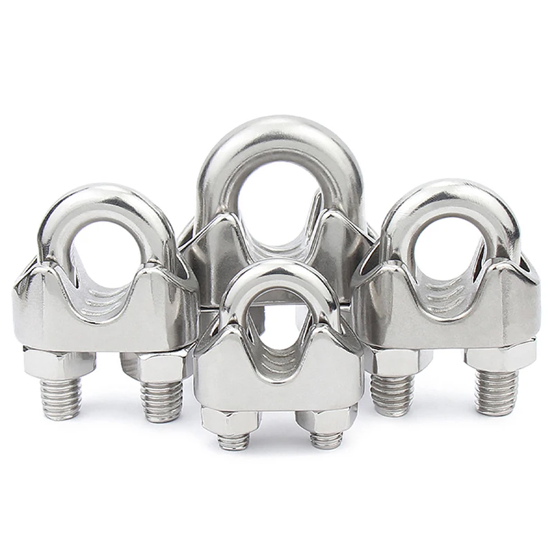 10 PCS Silver A2 Stainless Steel U-Bolt Type Wire Rope Clip M5 M6 M8 Clamp Bolt Household Hardware Working