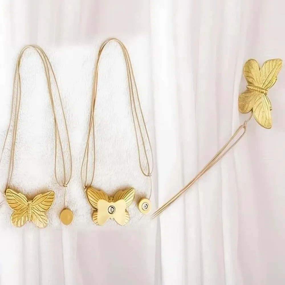 Plastic Magnetic Curtain Tieback Magnetic Closure Butterfly Shape Curtain Buckle Adjustable Rope Portable