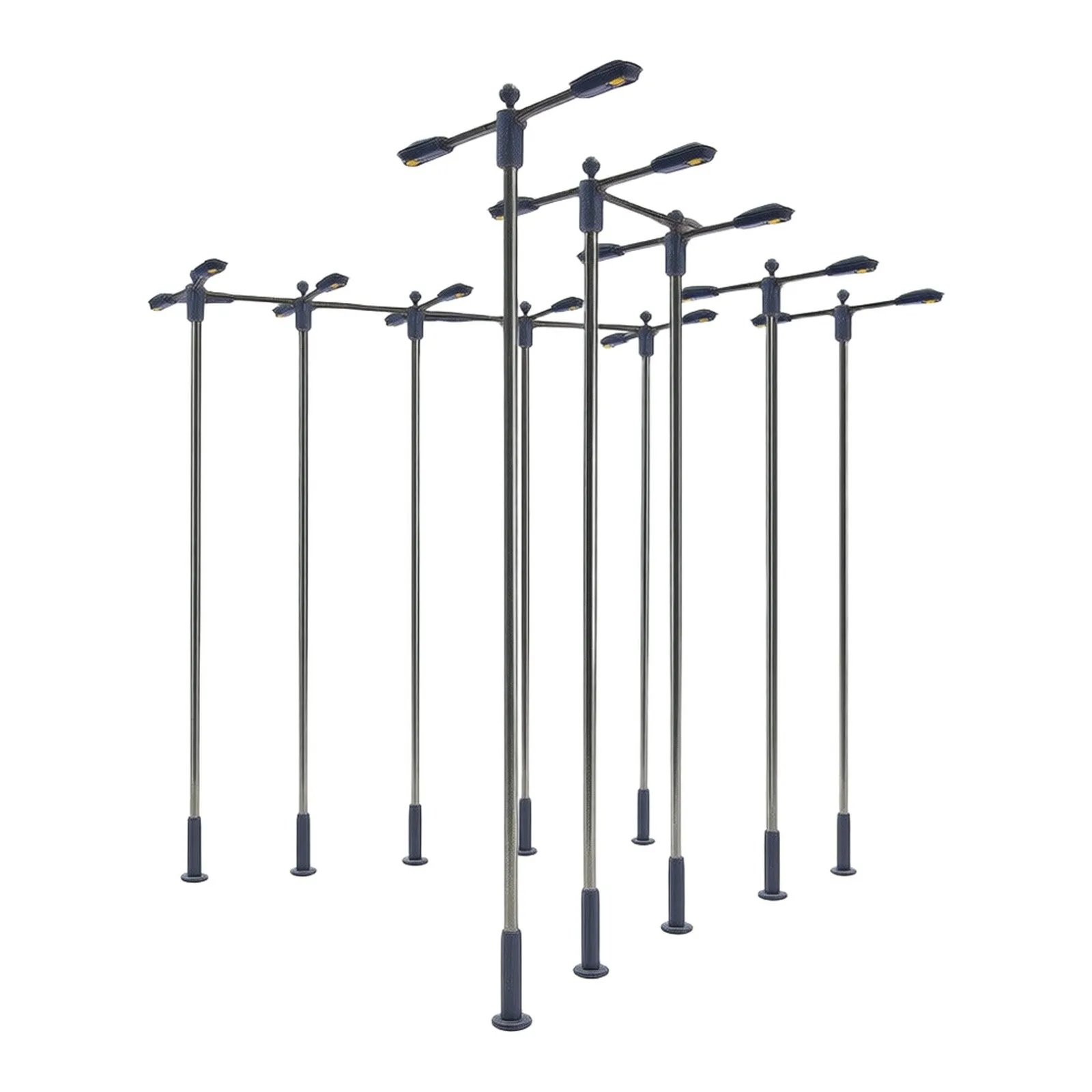 Steel Mast 10pcs Model Street Lamp Street Light Two-Heads White LEDS 104mm 20mA 3 Volts Double Whip Lamps Flexible