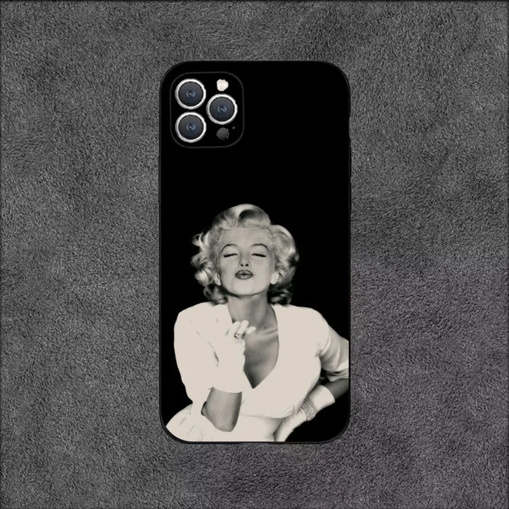 Sexy M-Marilyn M-Monroe Phone Case For iPhone 16,15,14,13,12,11,Plus,Pro Max,XS,X,XR,SE,Mini,8,7 Soft Silicone Black Cover