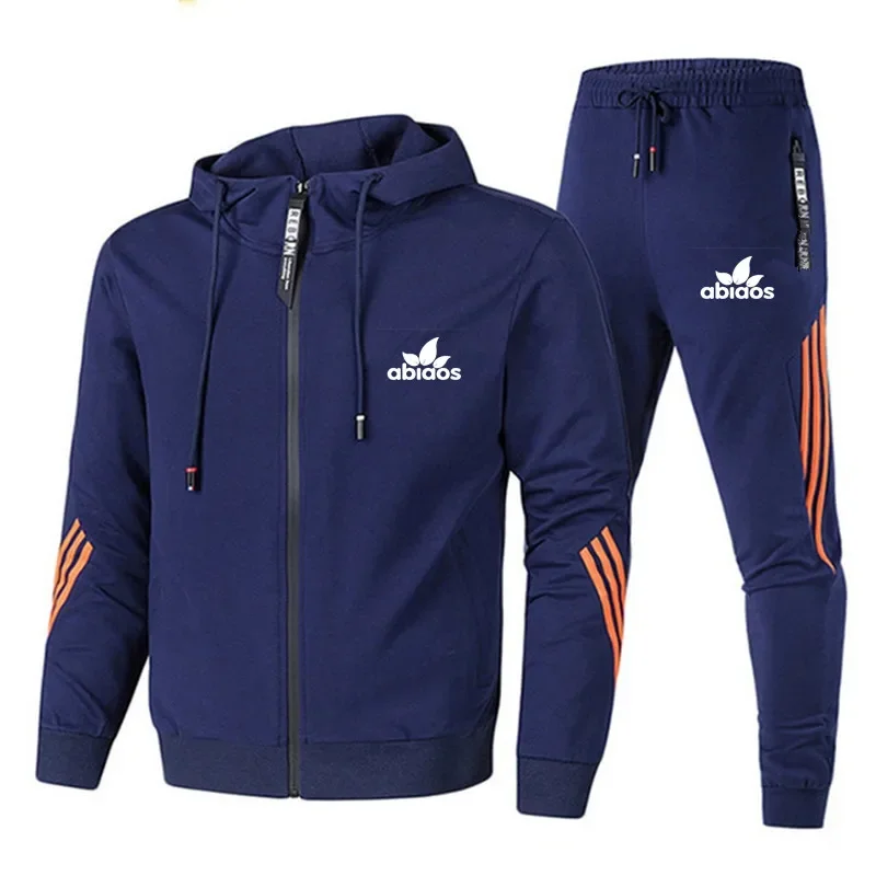 سترة بسحاب خارجي للربيع/الخريف + مجموعة الركض السراويل الرياضية؛ مجموعة كاجوال لكرة السلة واللياقة البدنية مكونة من قطعتين؛ عصرية راقية