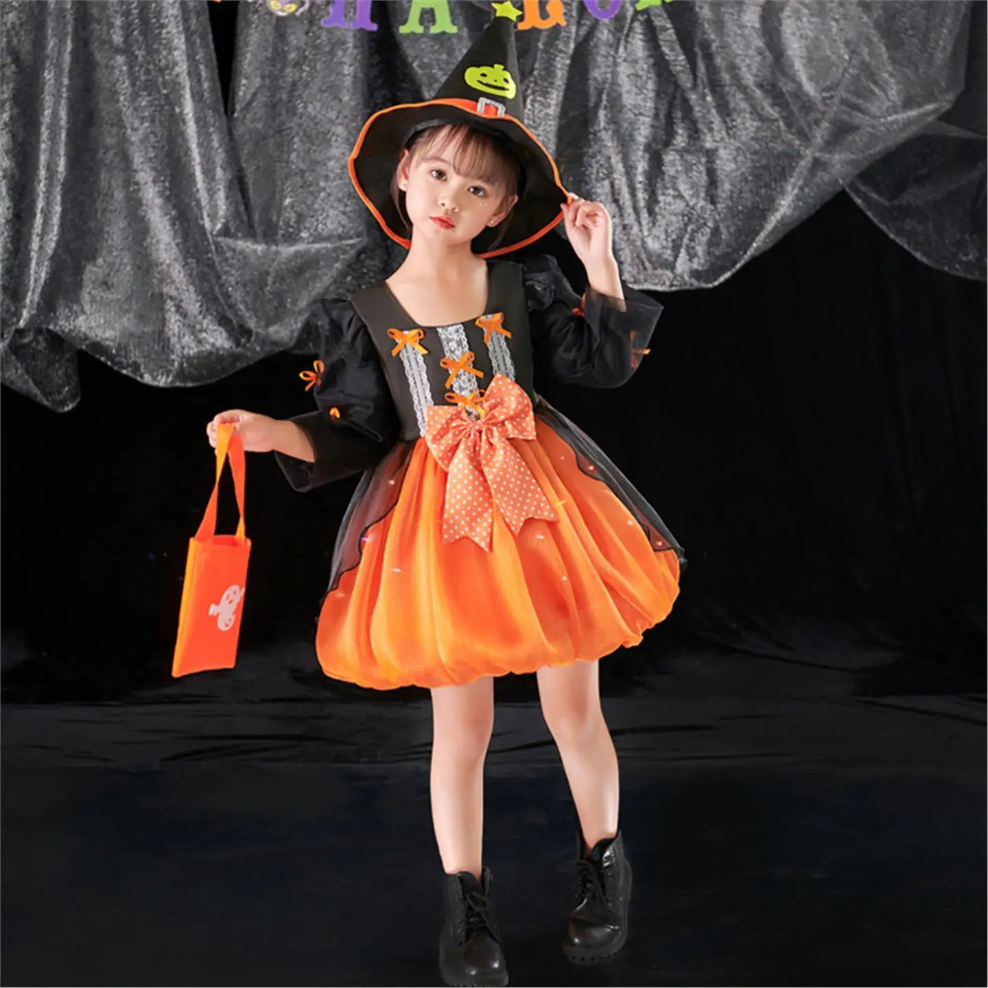 

Детская юбка с тыквой ведьмы Dr, одежда для косплея на Хэллоуин, светящаяся юбка-фонарь для выступлений в детском саду, традиционная юбка...